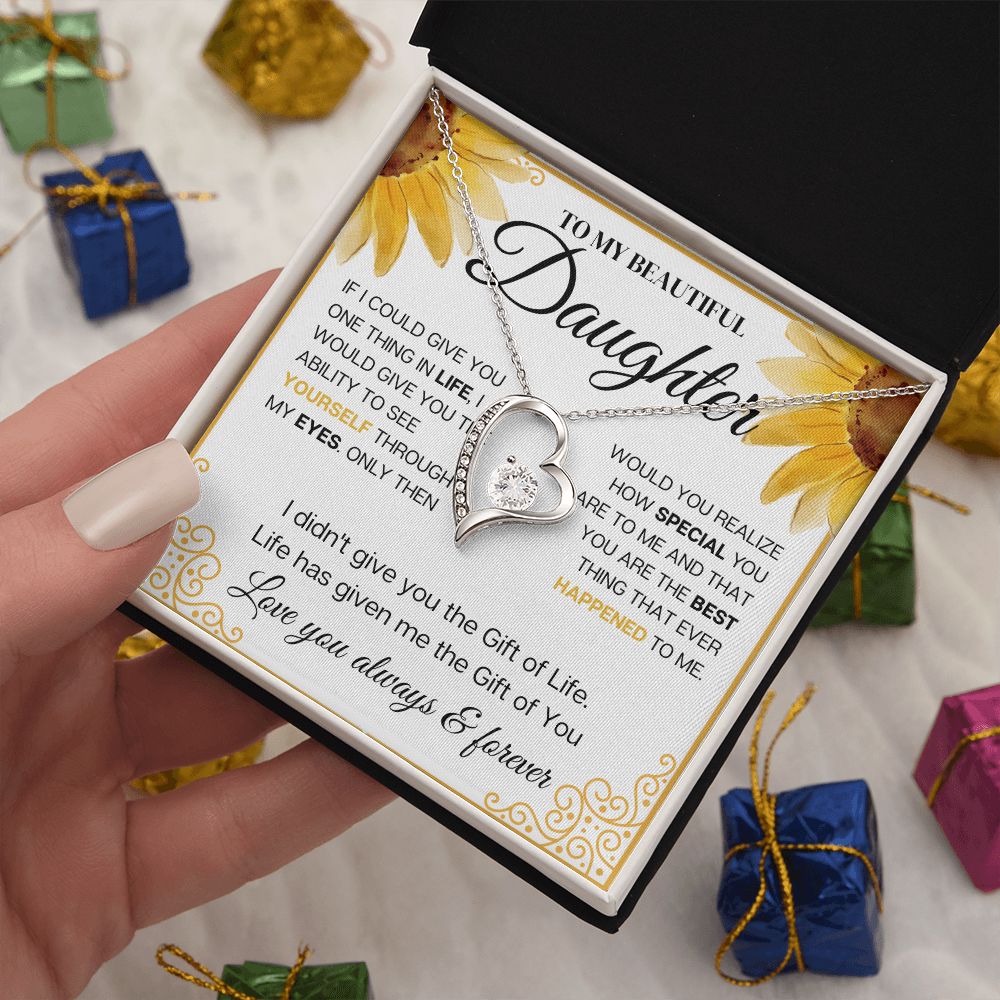 To my Beautiful Daughter, Sunflower, Necklace for her, Perfect gift for her