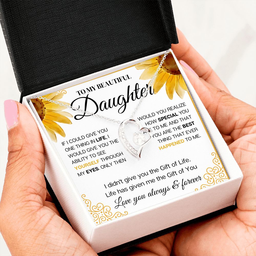 To my Beautiful Daughter, Sunflower, Necklace for her, Perfect gift for her