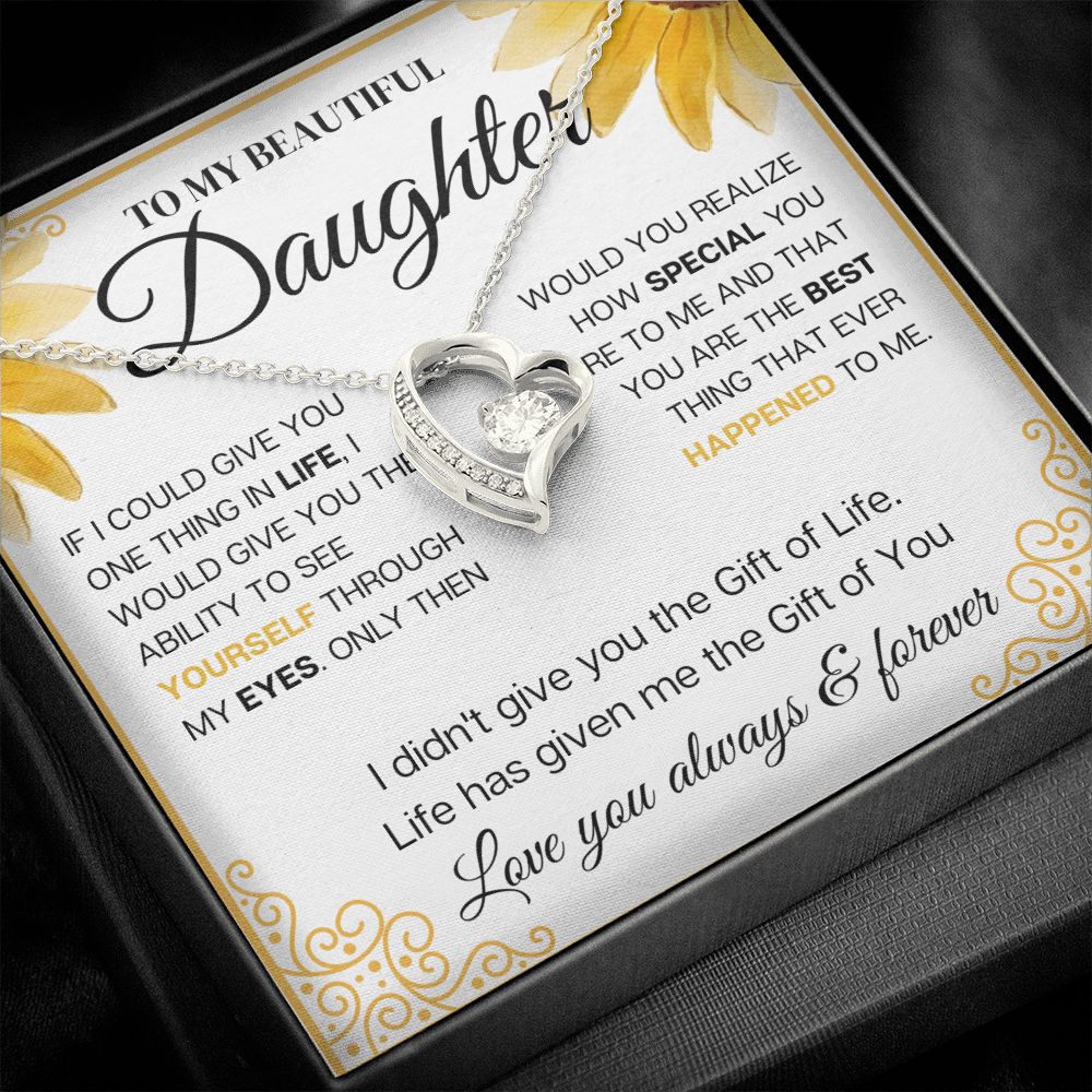 To my Beautiful Daughter, Sunflower, Necklace for her, Perfect gift for her