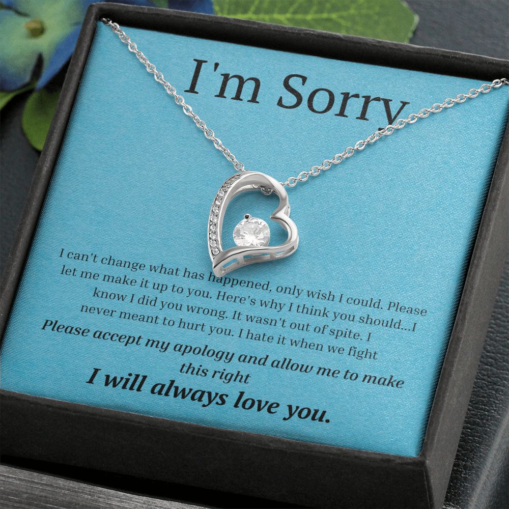 White Gold Forever Love Necklace, I'm sorry gift, sorry gift