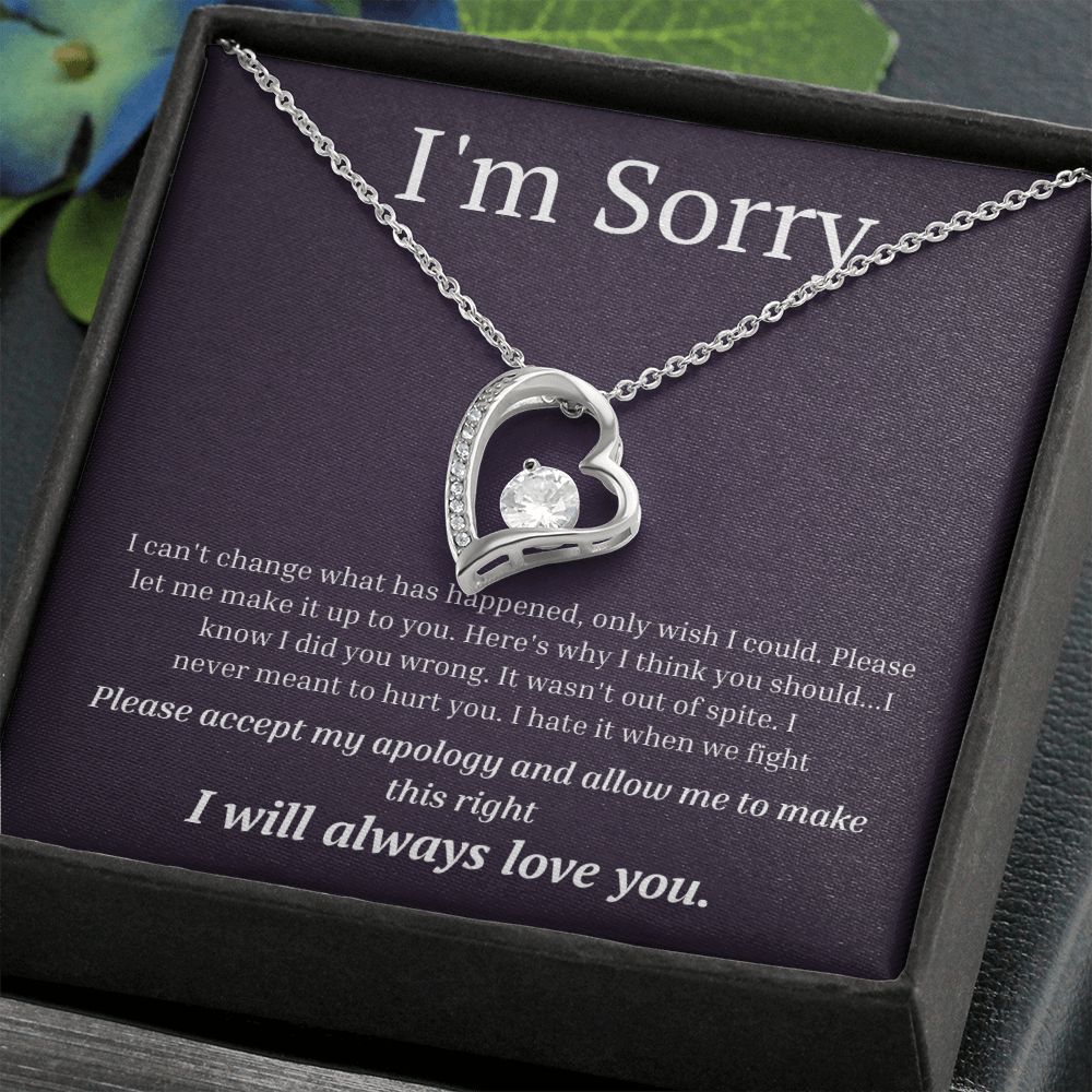 White Gold Forever Love Necklace, I'm sorry gift, sorry gift