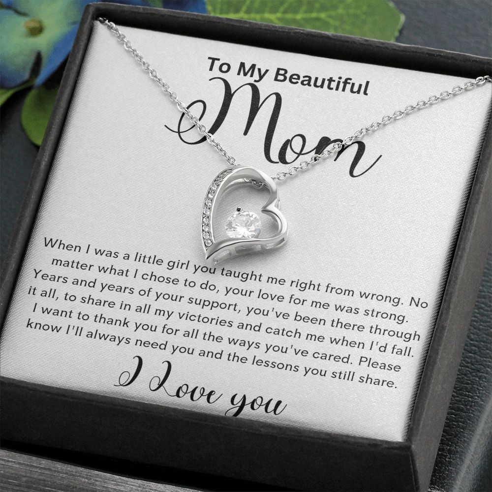 To my Beautiful Mom Heart Necklace