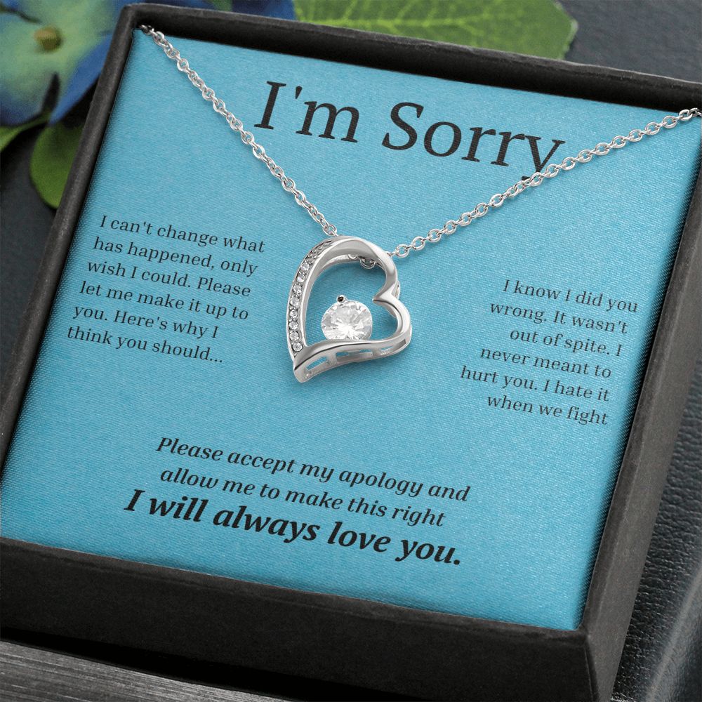 White Gold Forever Love Necklace, I'm sorry gift, sorry gift