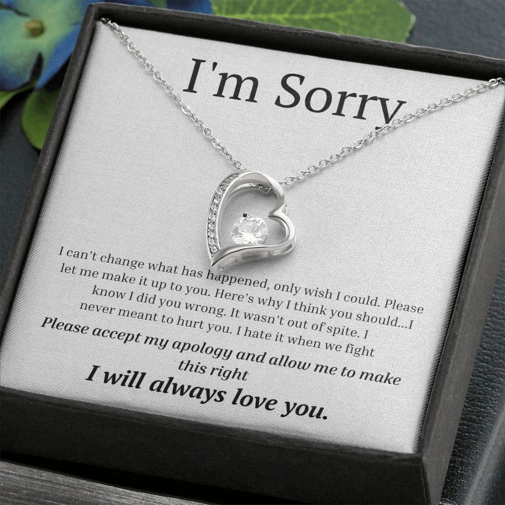 White Gold Forever Love Necklace, I'm sorry gift, sorry gift