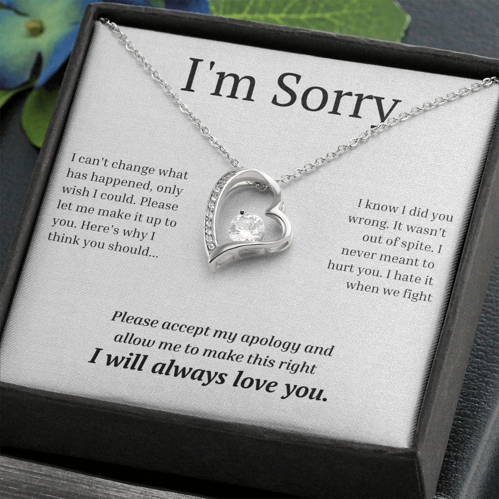 White Gold Forever Love Necklace, I'm sorry gift, sorry gift