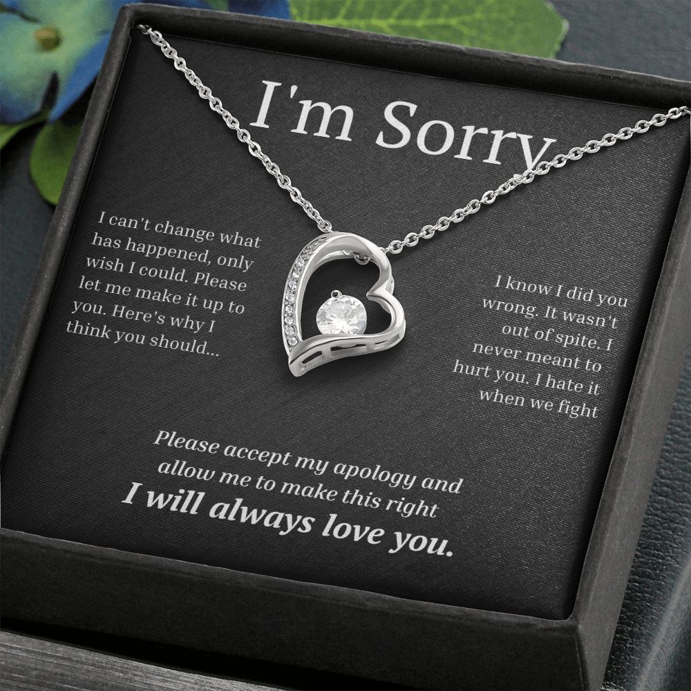 White Gold Forever Love Necklace, I'm sorry gift, sorry gift
