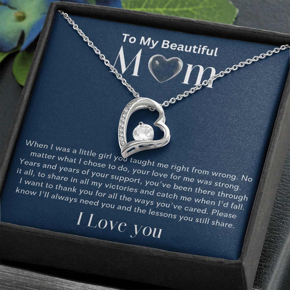 To my Beautiful Mom Heart Necklace
