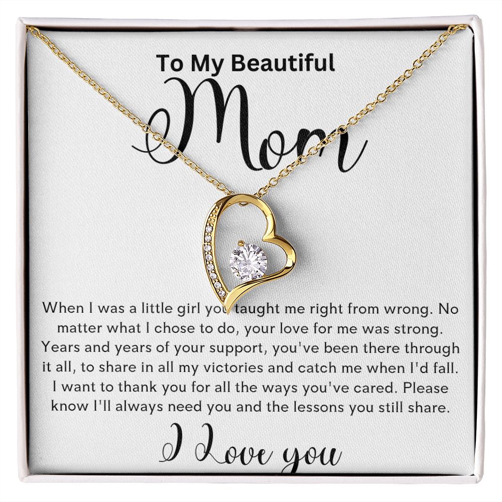 To my Beautiful Mom Heart Necklace