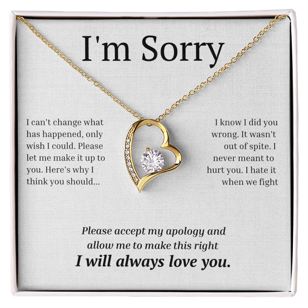 White Gold Forever Love Necklace, I'm sorry gift, sorry gift
