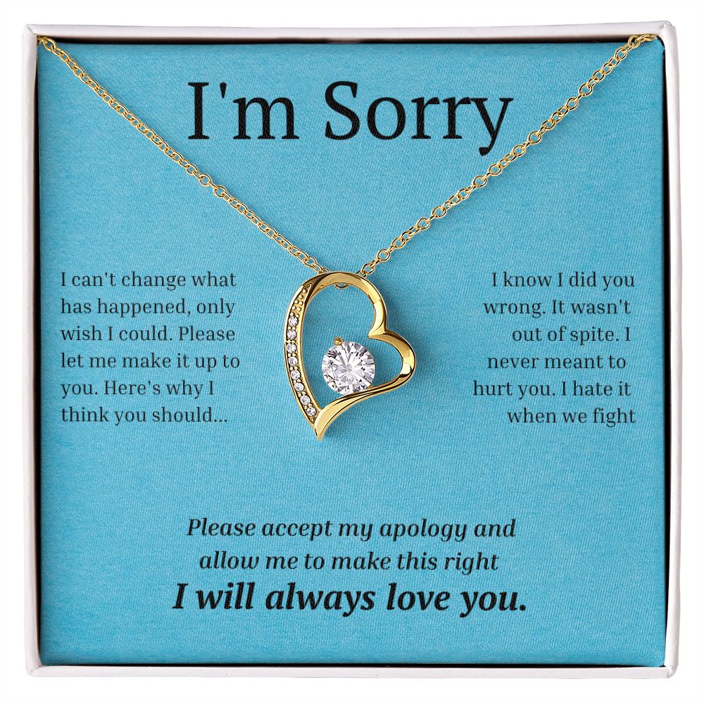 White Gold Forever Love Necklace, I'm sorry gift, sorry gift