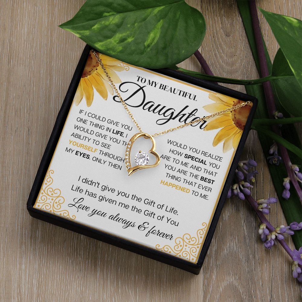 To my Beautiful Daughter, Sunflower, Necklace for her, Perfect gift for her