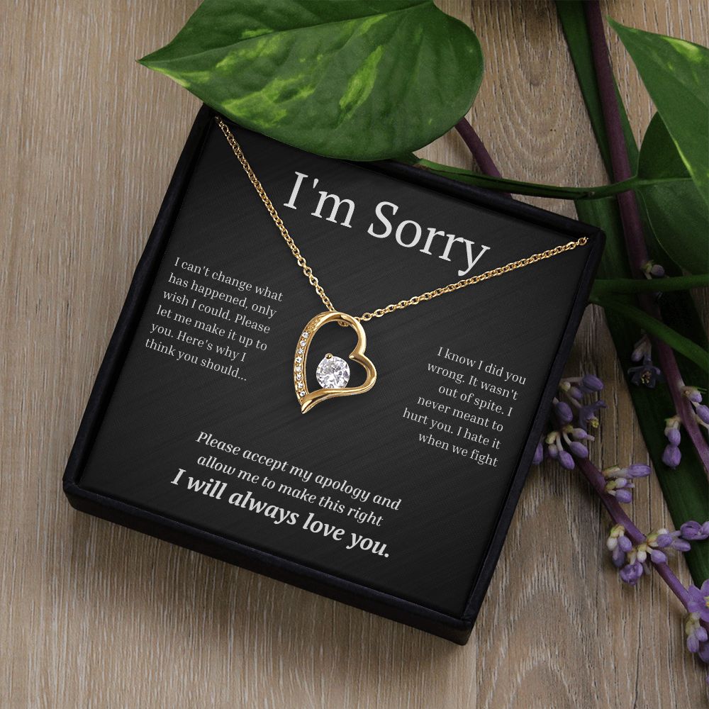 White Gold Forever Love Necklace, I'm sorry gift, sorry gift