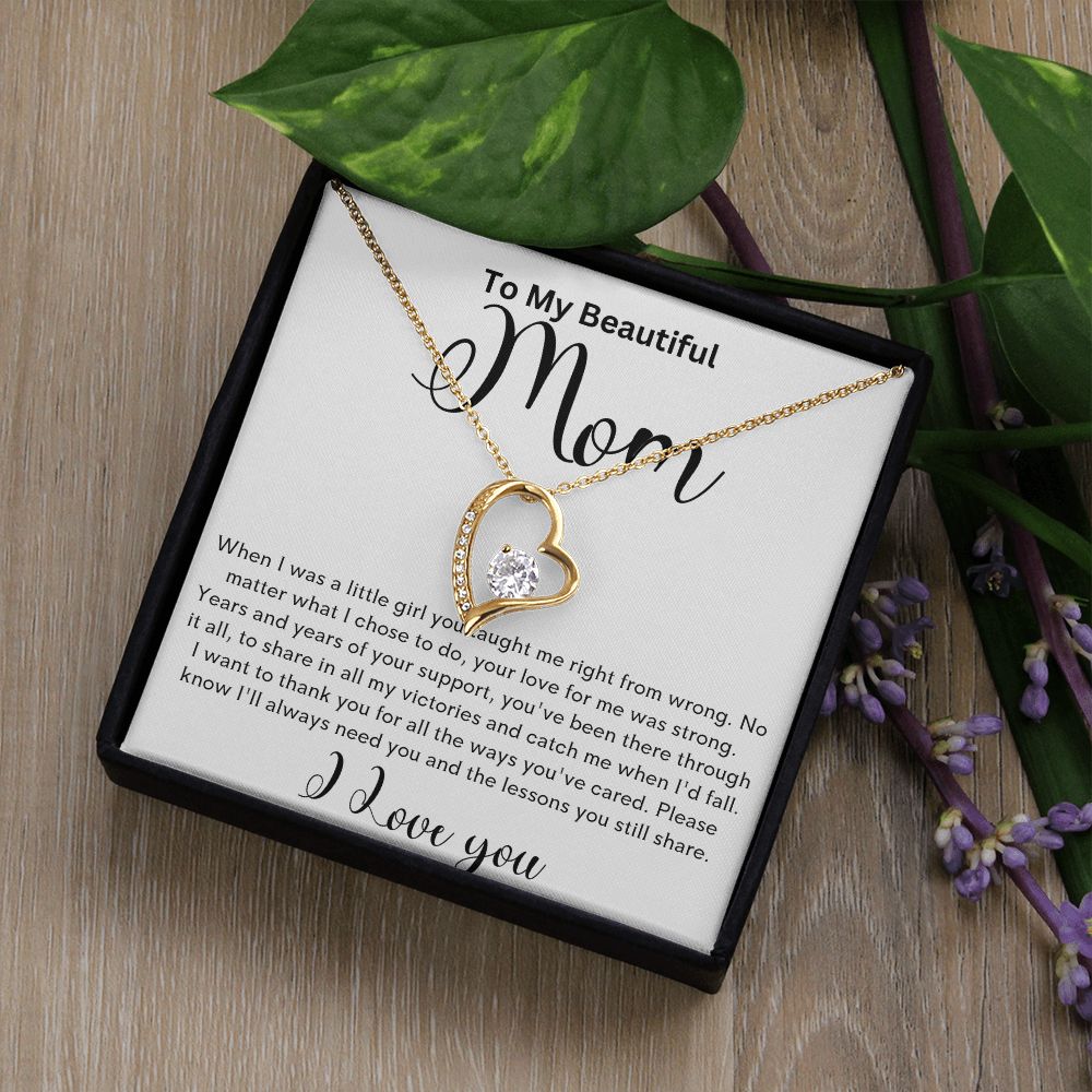 To my Beautiful Mom Heart Necklace