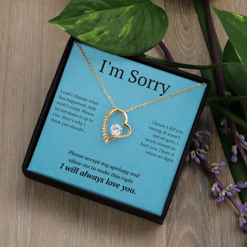 White Gold Forever Love Necklace, I'm sorry gift, sorry gift