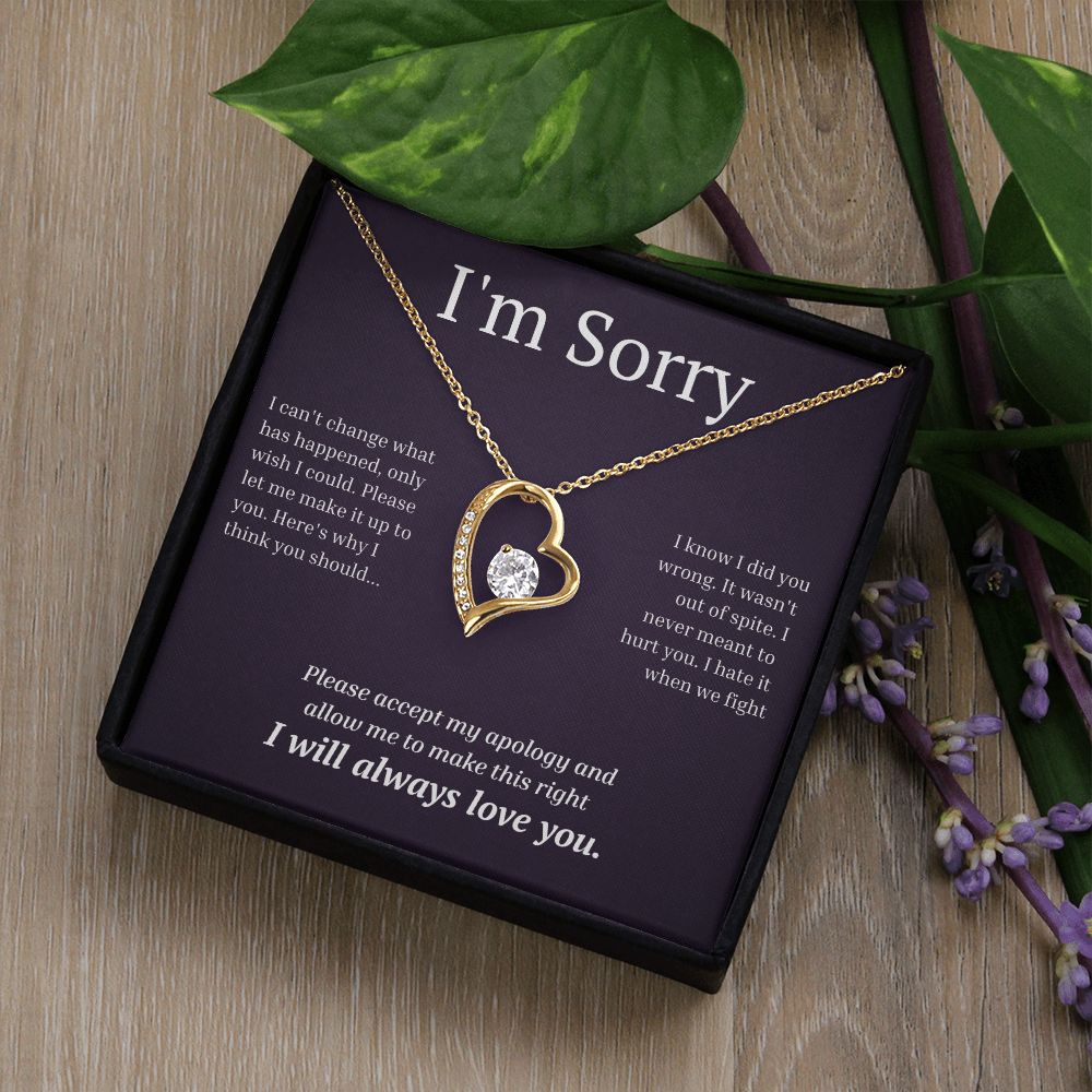 White Gold Forever Love Necklace, I'm sorry gift, sorry gift