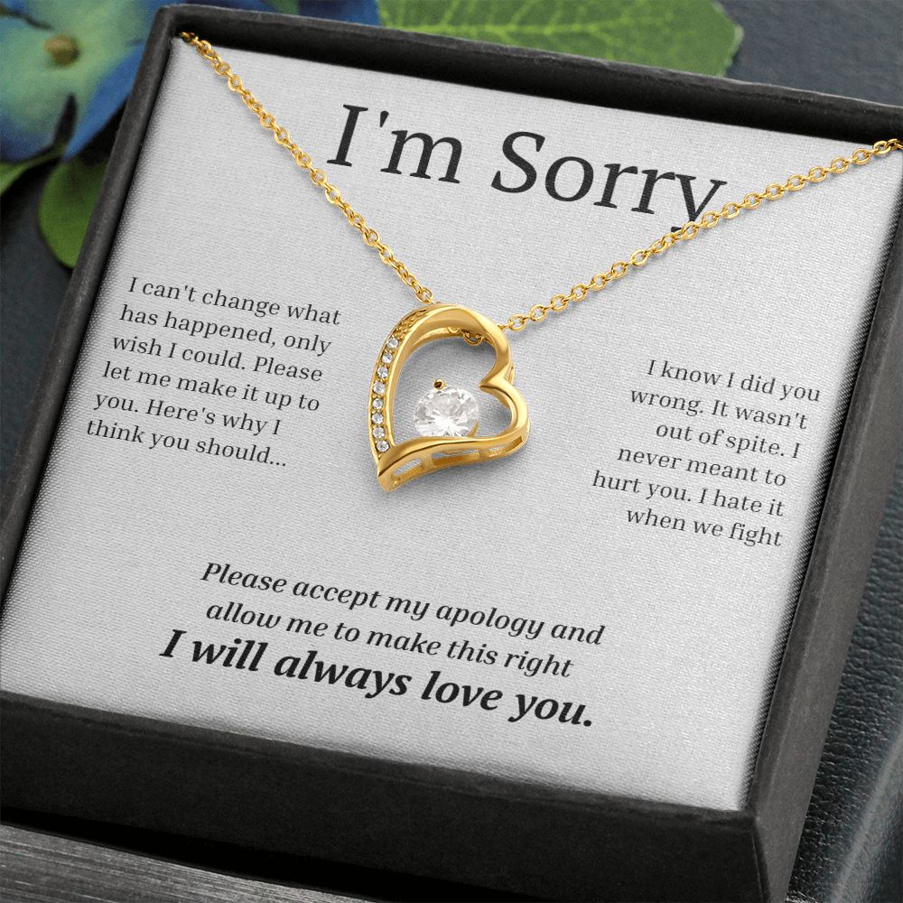 White Gold Forever Love Necklace, I'm sorry gift, sorry gift