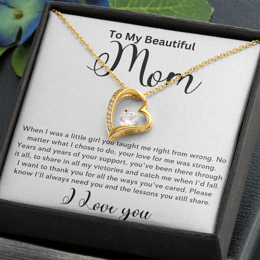 To my Beautiful Mom Heart Necklace
