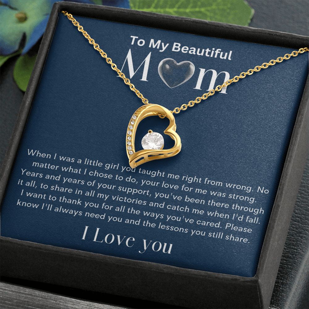 To my Beautiful Mom Heart Necklace