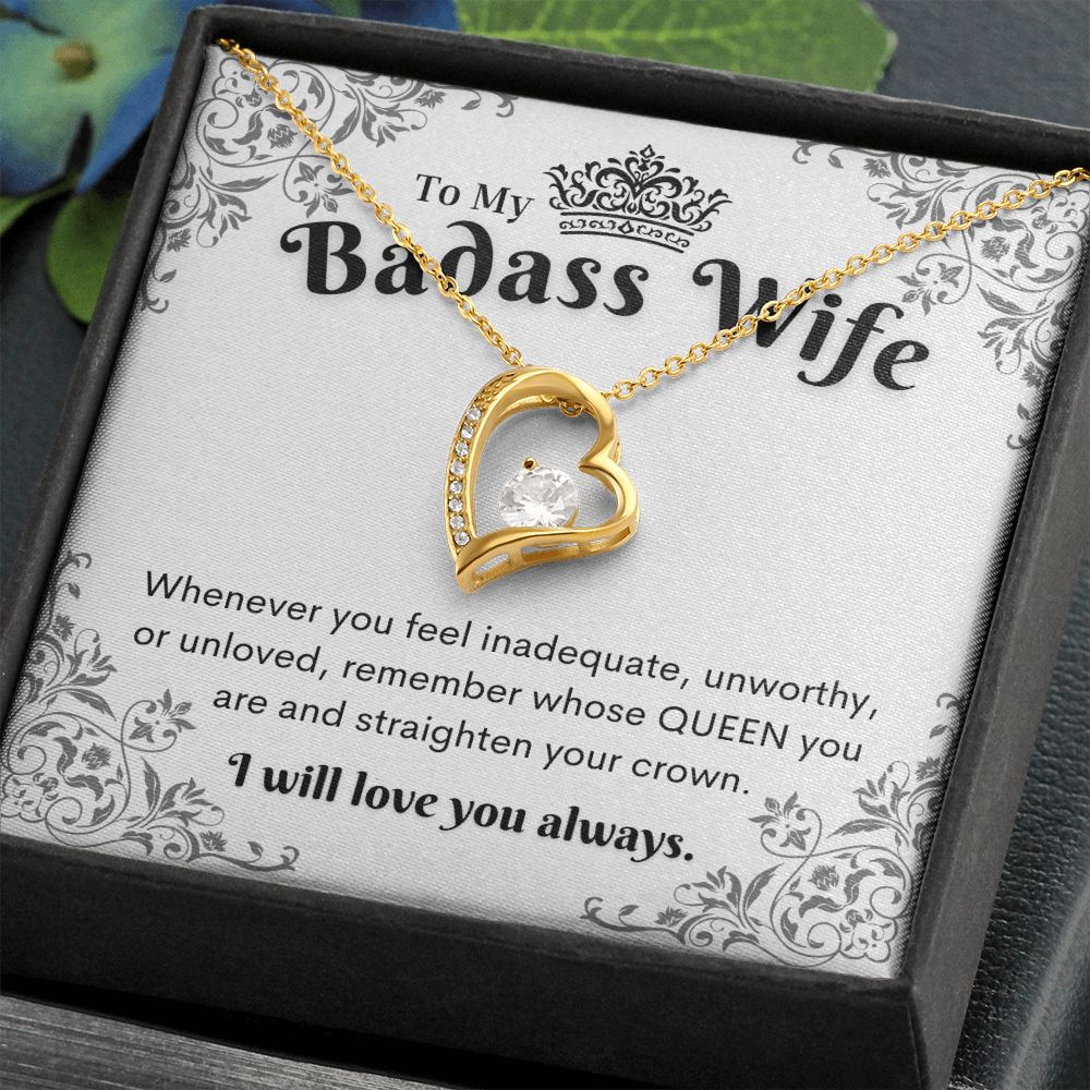 To My Badass Wife, Heart Necklace,