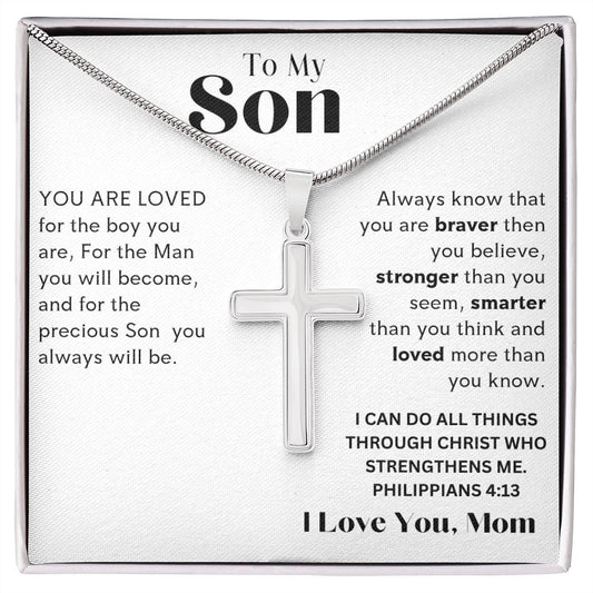 Son - From Mom, Cross Necklace, Faith,